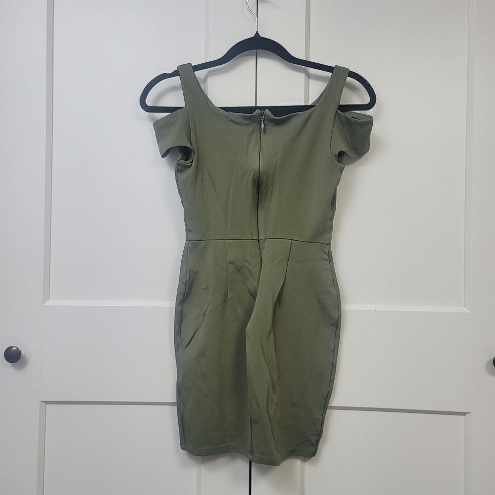 Bebe Bodycon Olive Green Dress, XSmall - Picture 6 of 8